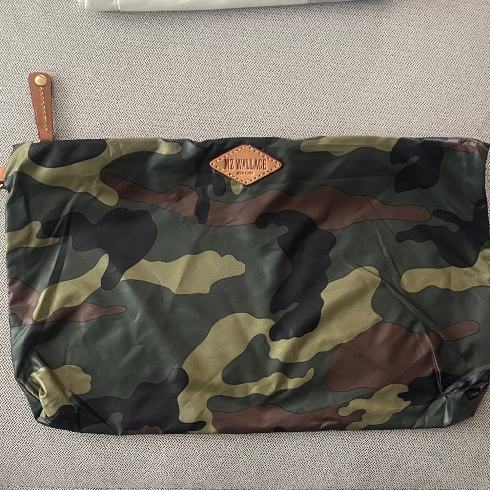 MZ Wallace Green Camouflage Medium Toiletry Bag